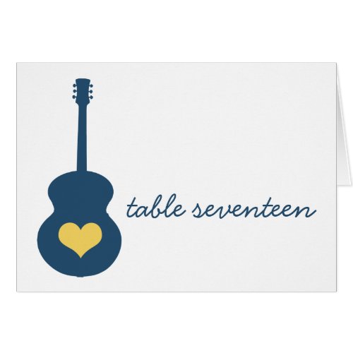 BlueYellow Guitar Heart Table Number Card