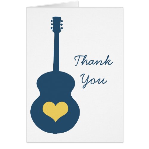 BlueYellow Guitar Heart Thank You Card