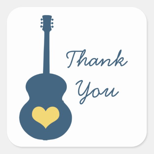 BlueYellow Guitar Heart Thank You Stickers