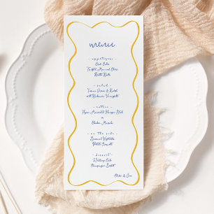 Blue & Yellow Hand Drawn Curvy Border Wedding Menu