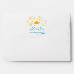 Blue Yellow Hand Drawn Graduation Icons  Envelope