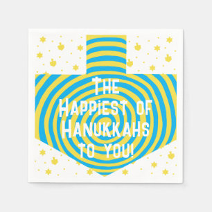 Blue Yellow Hanukkah Swirl Dreidel Napkins