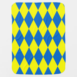 Blue Yellow Harlequin Checkered Design Baby Blanket