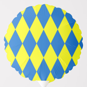 Blue Yellow Harlequin Checkered Design  Balloon