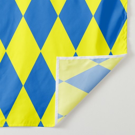 Blue Yellow Harlequin Checkered Design  Fabric