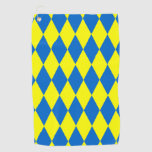 Blue Yellow Harlequin Checkered Design  Golf Towel