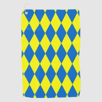 Blue Yellow Harlequin Checkered Design  Golf Towel