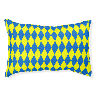 Blue Yellow Harlequin Checkered Design Pet Bed