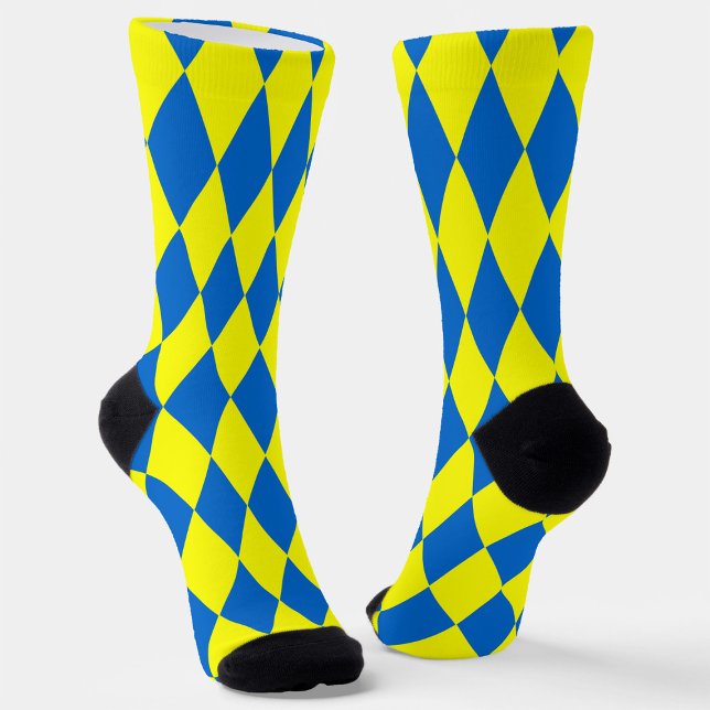Blue Yellow Harlequin Checkered Design  Socks (Creator Uploaded)