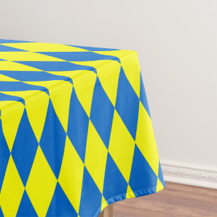 Blue Yellow Harlequin Checkered Design Tablecloth