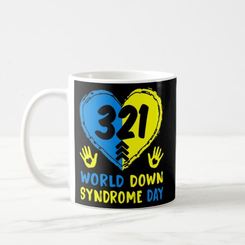 Blue Yellow Heart 21 World Down Syndrome Awareness Coffee Mug