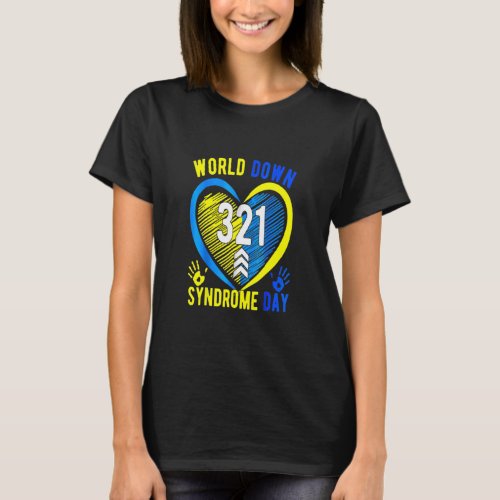 Blue Yellow Heart 21 World Down Syndrome Awareness T_Shirt