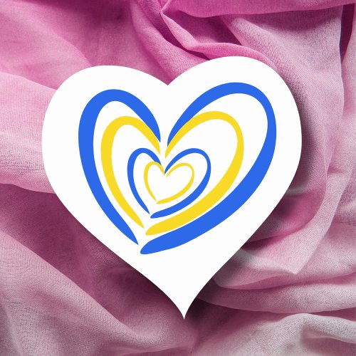 Blue Yellow Heart Love and Peace Ukraine Inspired Heart Sticker