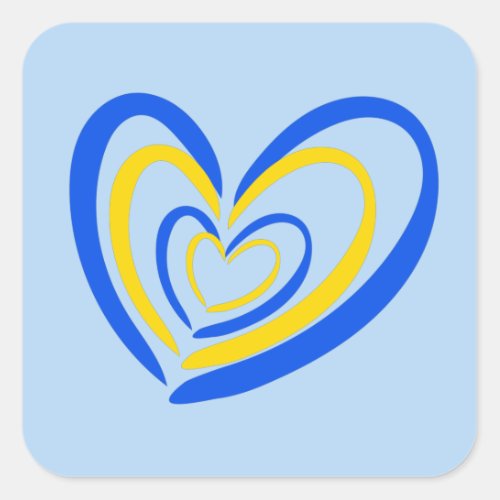 Blue Yellow Heart Peace Anti War Support Ukraine Square Sticker