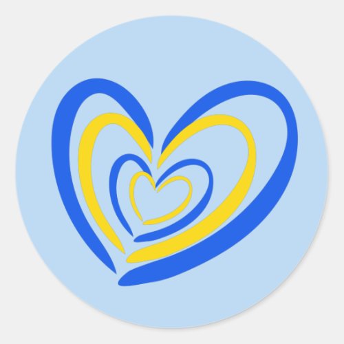 Blue Yellow Heart Peace No War Ukraine Inspiration Classic Round Sticker