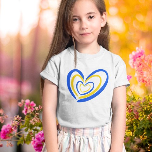 Blue Yellow Heart Peace No War Ukraine Inspiration T_Shirt
