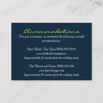 Blue Yellow Insert Reception & Accommodation Cards by natureprints at Zazzle