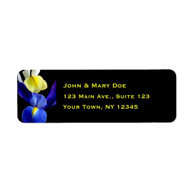 Blue & Yellow Iris Flowers 4b Label (Front)