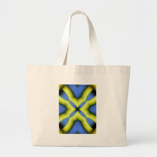 Blue Yellow Kaleidoscope Design Large Tote Bag