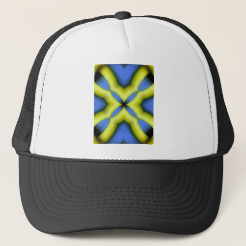 Blue Yellow Kaleidoscope Design Trucker Hat