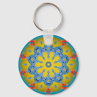 Blue & Yellow Kaleidoscope Keychain