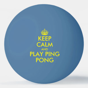 Blue yellow keep calm ping pong table tennis balls