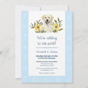Blue Yellow Labrador Dog Baby Shower Invitation