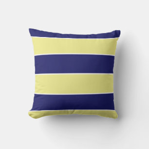blue & yellow large stripes outdoor pillow