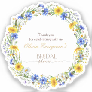Blue Yellow Lavender Wildflower Wreath Sticker