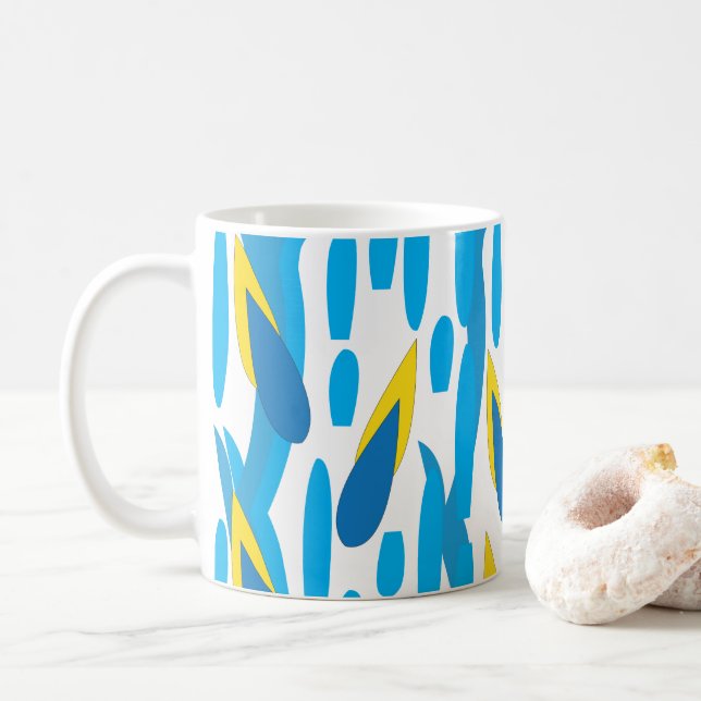 Blue Yellow Leaves  Coffee Mug (With Donut)