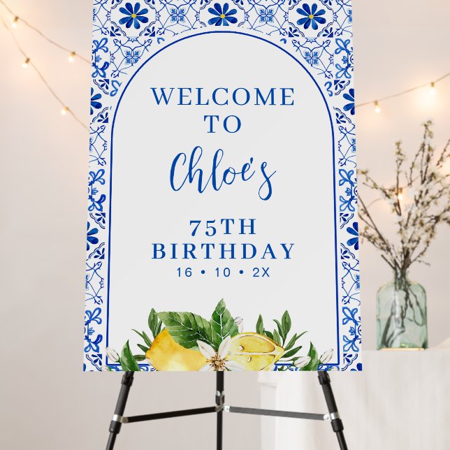 Blue Yellow Lemon Birthday Welcome Sign (In Situ (Stand))