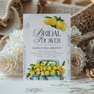 Blue & Yellow Lemon Italian Bridal Shower Invitation