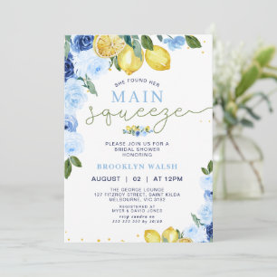 Blue Yellow Lemon Main Squeeze Bridal Shower Invitation