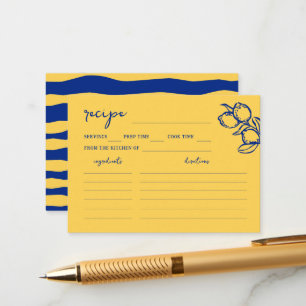 Blue Yellow Lemon Share the Recipe Bridal Shower Enclosure Card