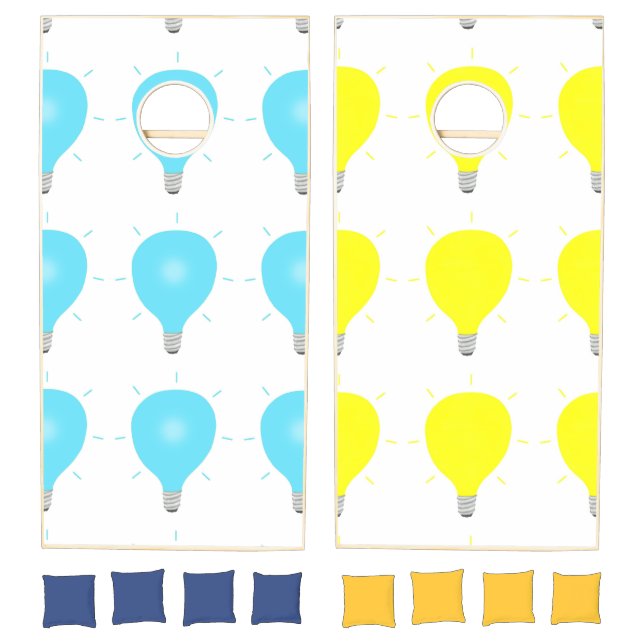 Blue Yellow Light Bulbs Cornhole Toss Games (Set)
