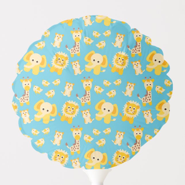 Blue Yellow Lions Elephants Safari animals  Balloon (Front)
