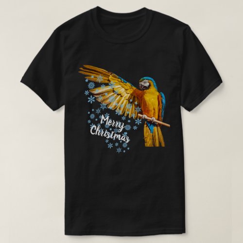 Blue  Yellow Macaw Throws Snow Christmas T_Shirt