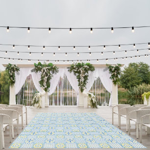Blue & Yellow Mediterranean Tile Pattern Outdoor Rug