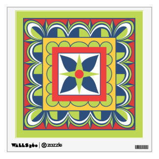 Blue & Yellow Mexican Talavera Tile Wall Decal