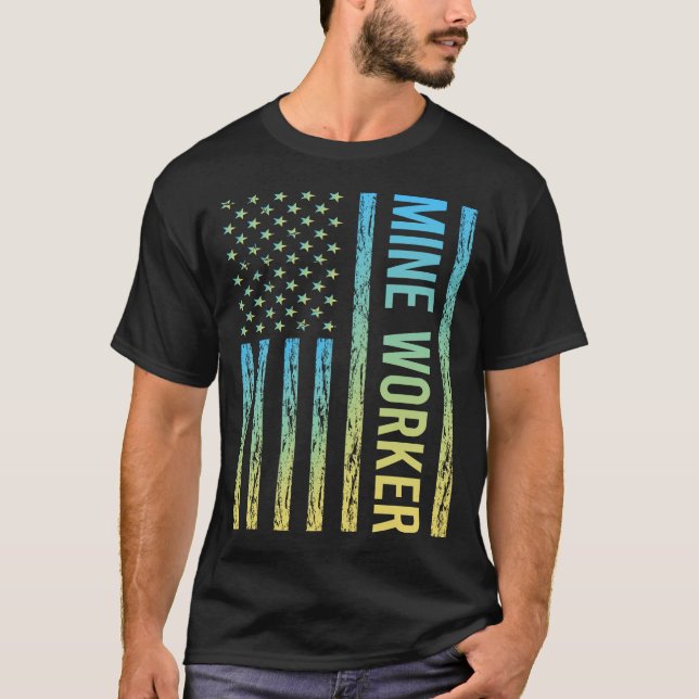Blue Yellow Mine Worker T-Shirt (Front)
