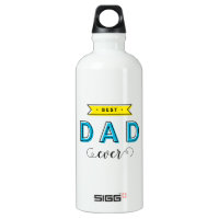 Blue Yellow Modern Fun Best Dad Ever Aluminum Water Bottle