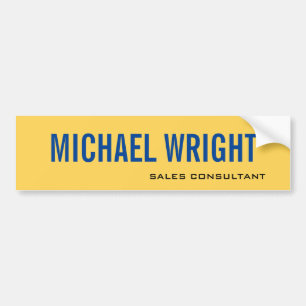 Blue Yellow Modern Plain Simple Minimalist Bumper Sticker
