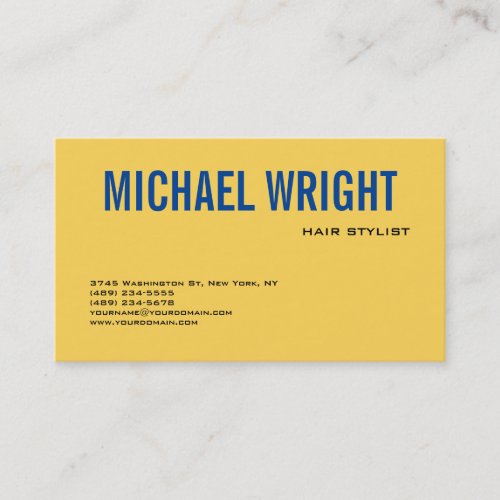 Blue Yellow Modern Plain Simple Minimalist Business Card