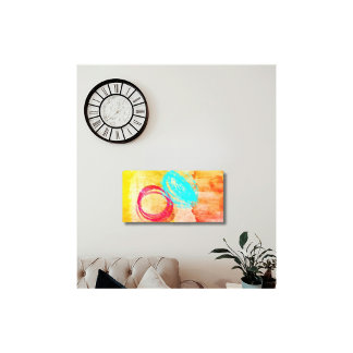 Blue Yellow Modern Stretched Canvas Print Wall Art