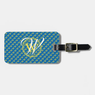 Blue Yellow Monogram Proverbs Scripture Luggage Luggage Tag