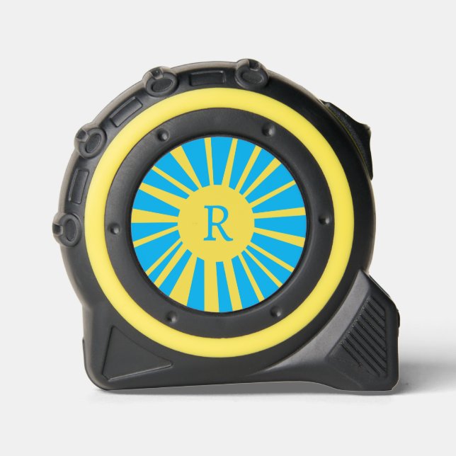 Blue Yellow Monogram Sun Tape Measure (Front)