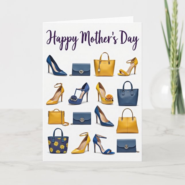 Blue Yellow Mothers Day Style Card (Front)