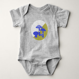 'Blue & Yellow Mushroom' Baby One Piece Bodysuit