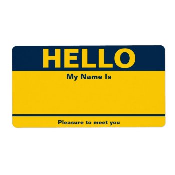 Blue Yellow Name Tag - Label by ImageAustralia at Zazzle