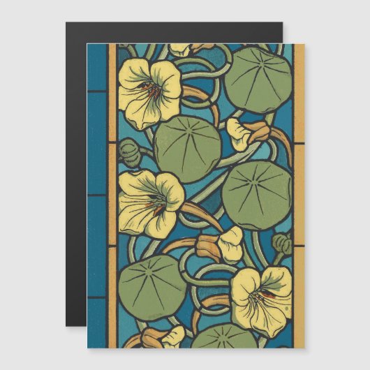Blue Yellow Nasturtium Flower Nouveau Pattern (Front/Back)